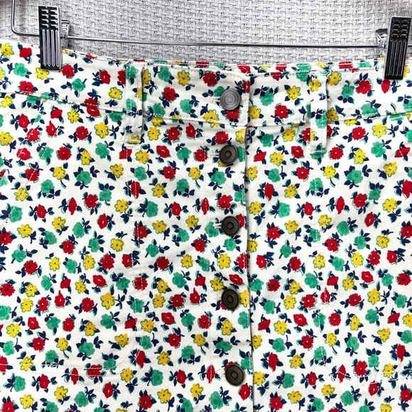 J. Crew Mercantile Womens Skirt Small Floral Stretch Button-Up Slash Pocket - Picture 3 of 7
